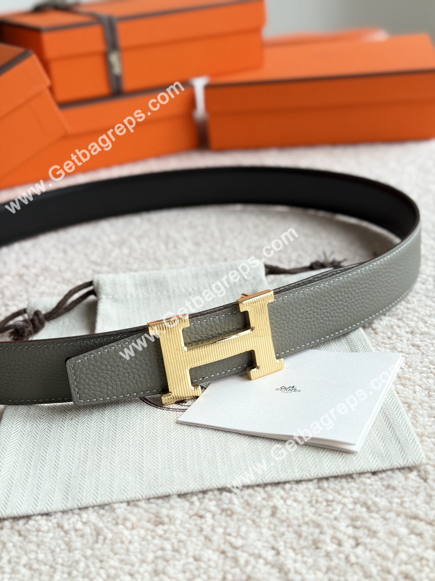 Hermes Mens Leather Belts Width 38mm -0310