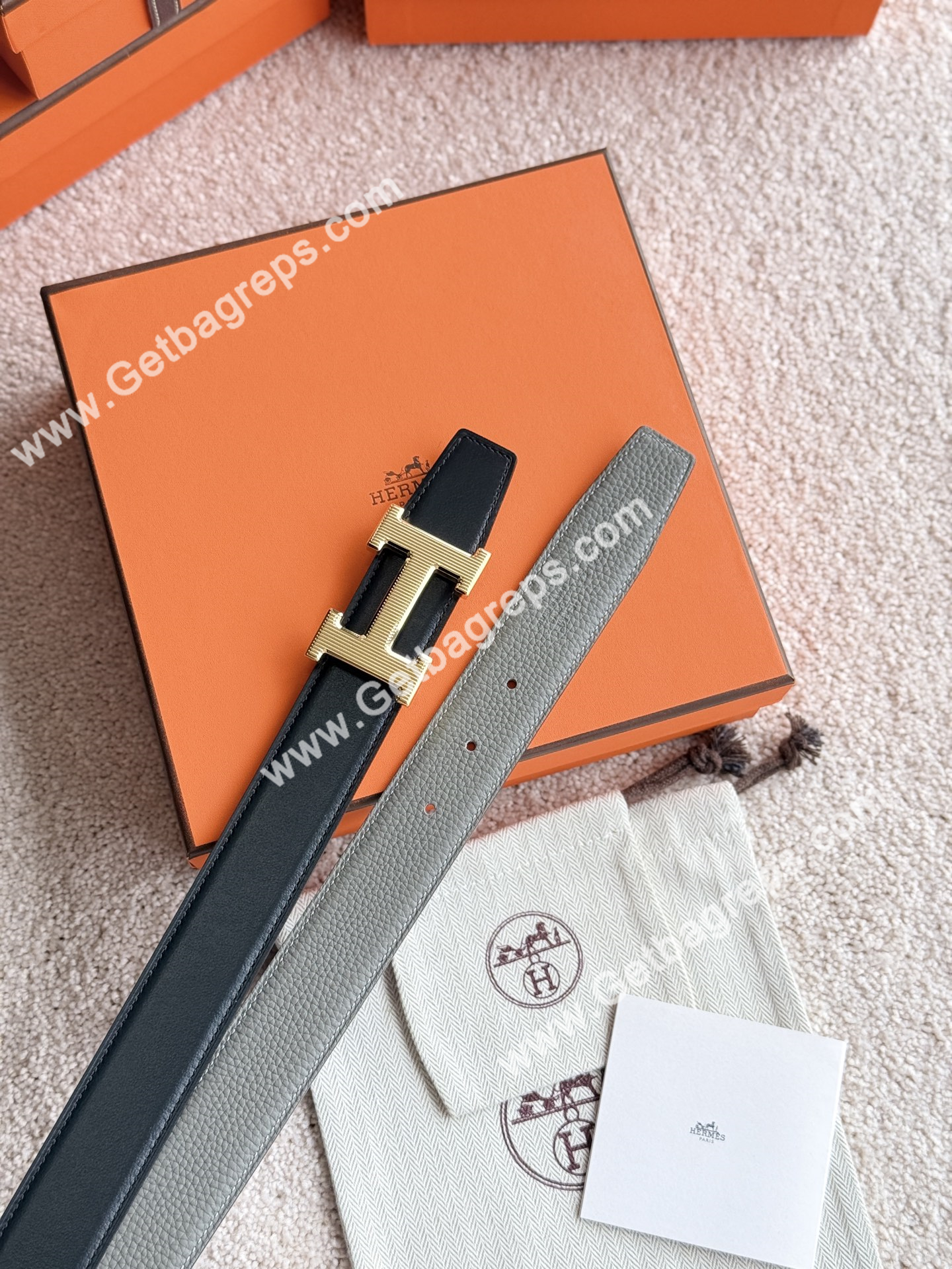 Hermes Mens Leather Belts Width 38mm -0310