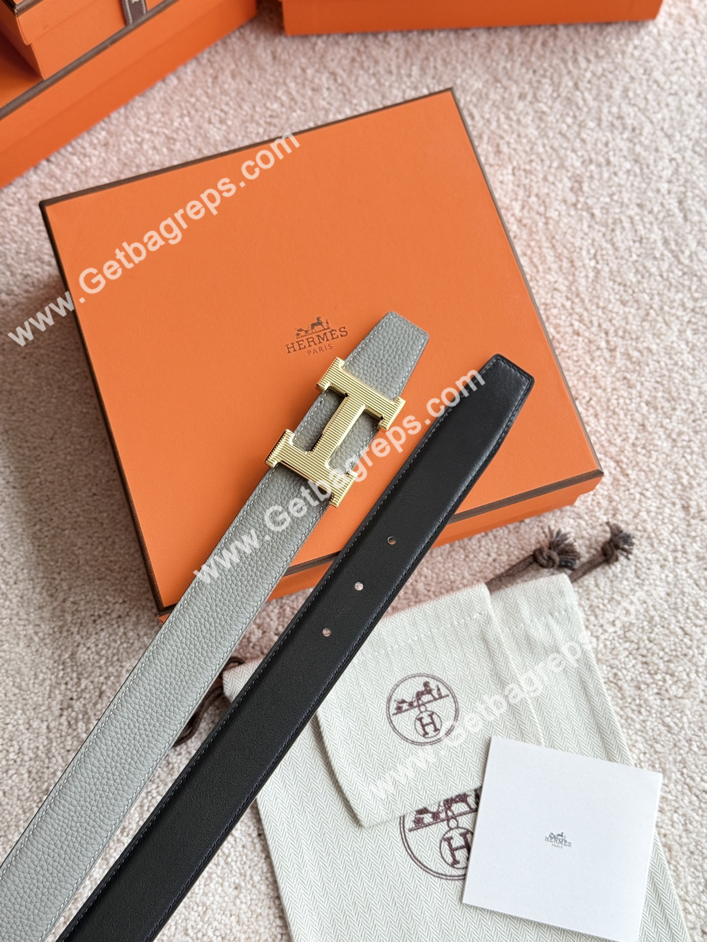 Hermes Mens Leather Belts Width 38mm -0310