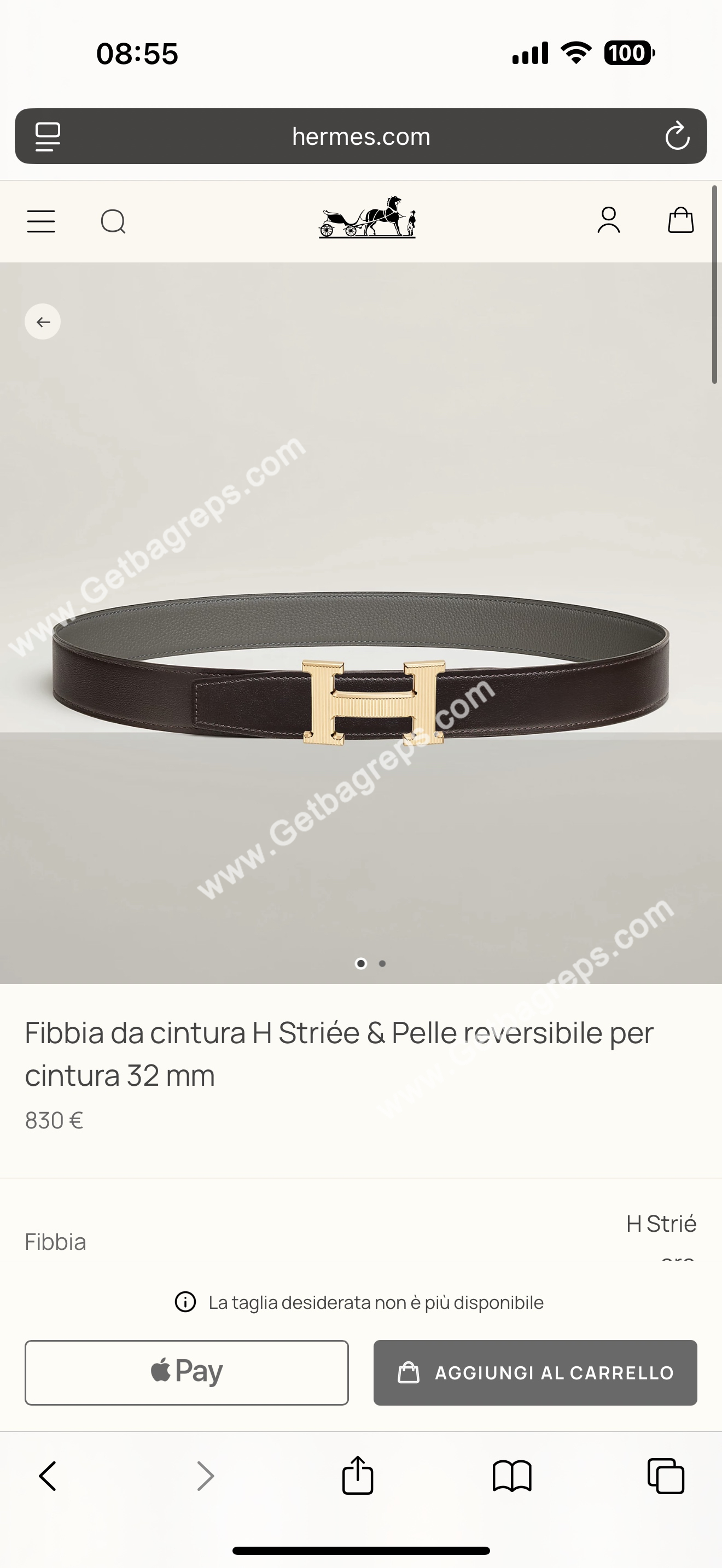 Hermes Mens Leather Belts Width 38mm -0310