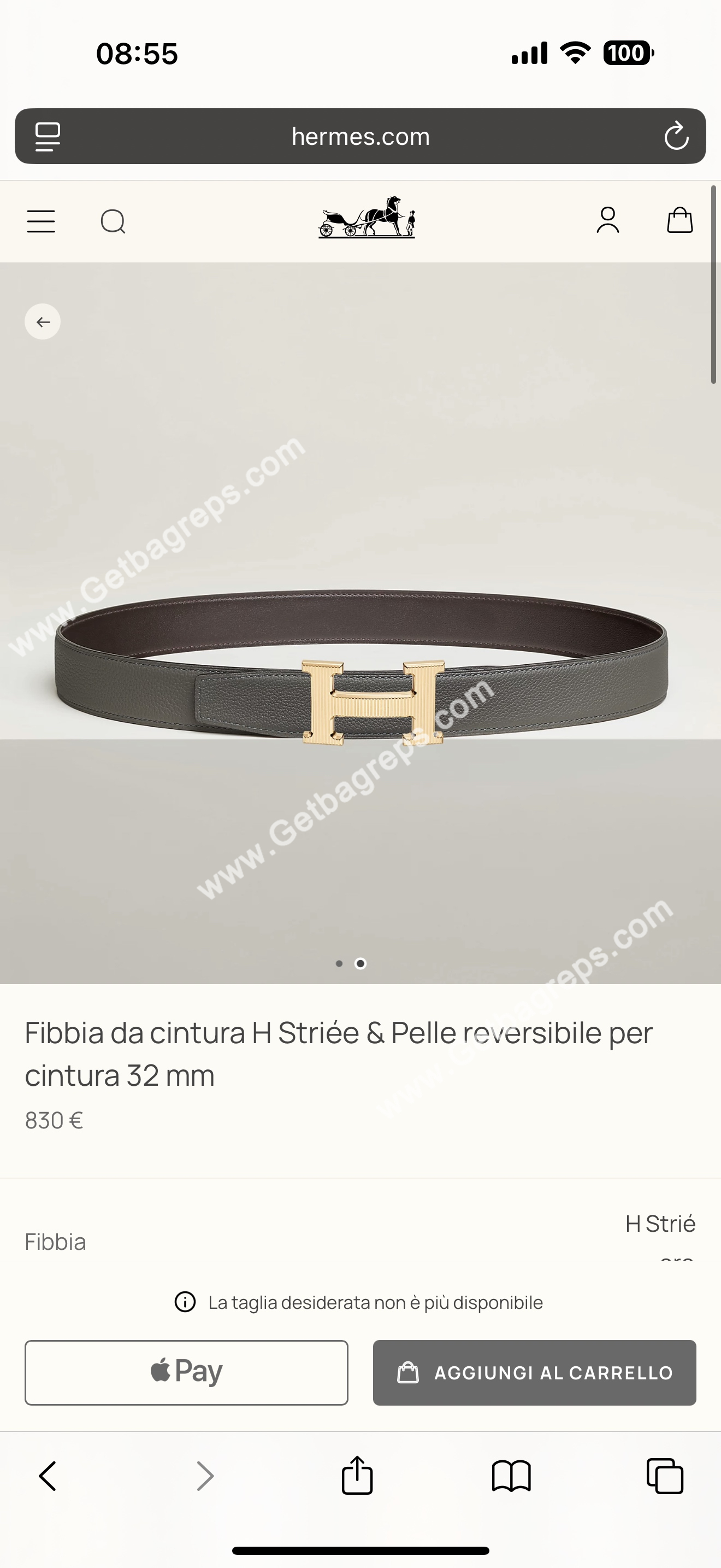 Hermes Mens Leather Belts Width 38mm -0310