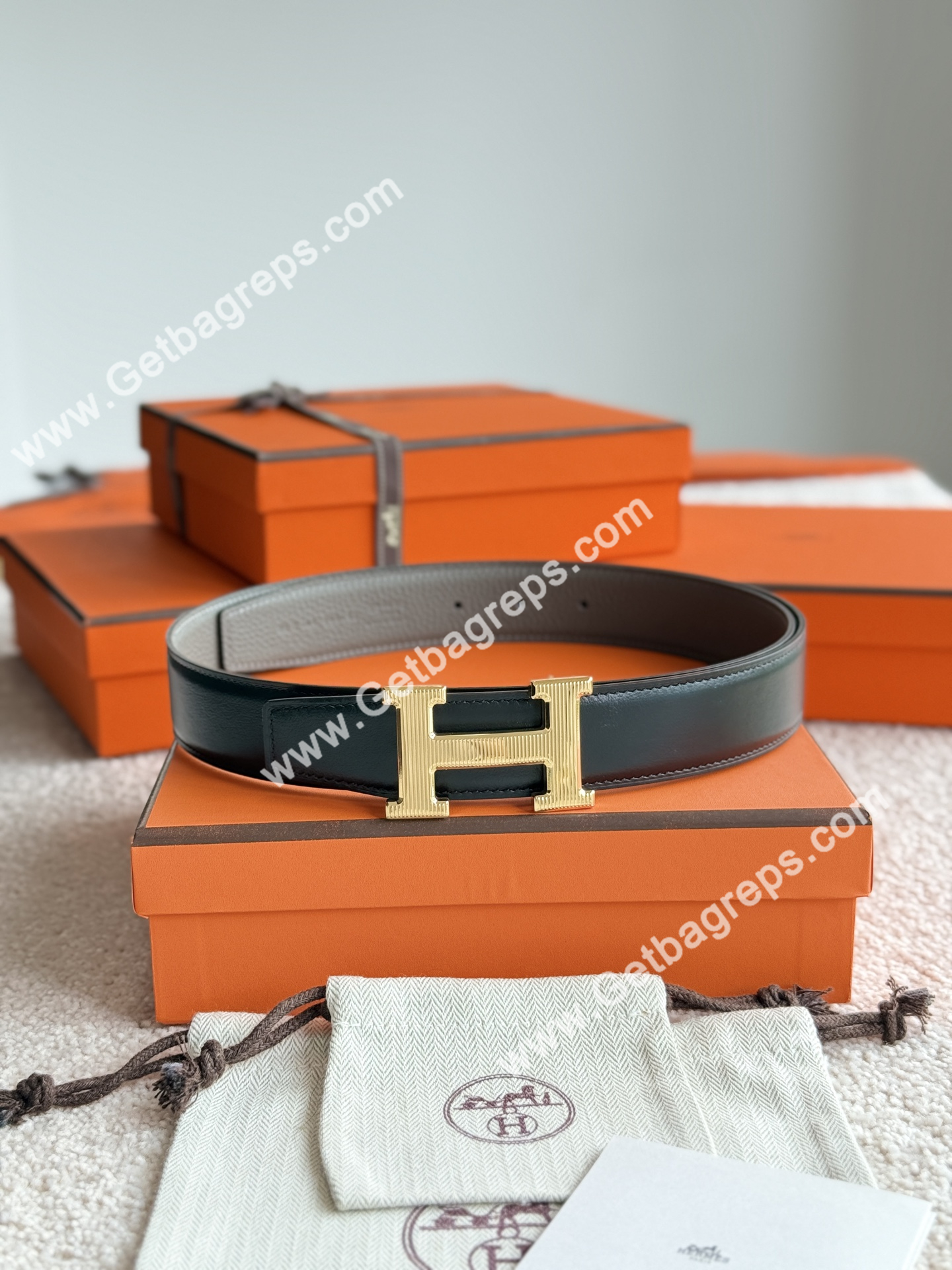 Hermes Mens Leather Belts Width 38mm -0310