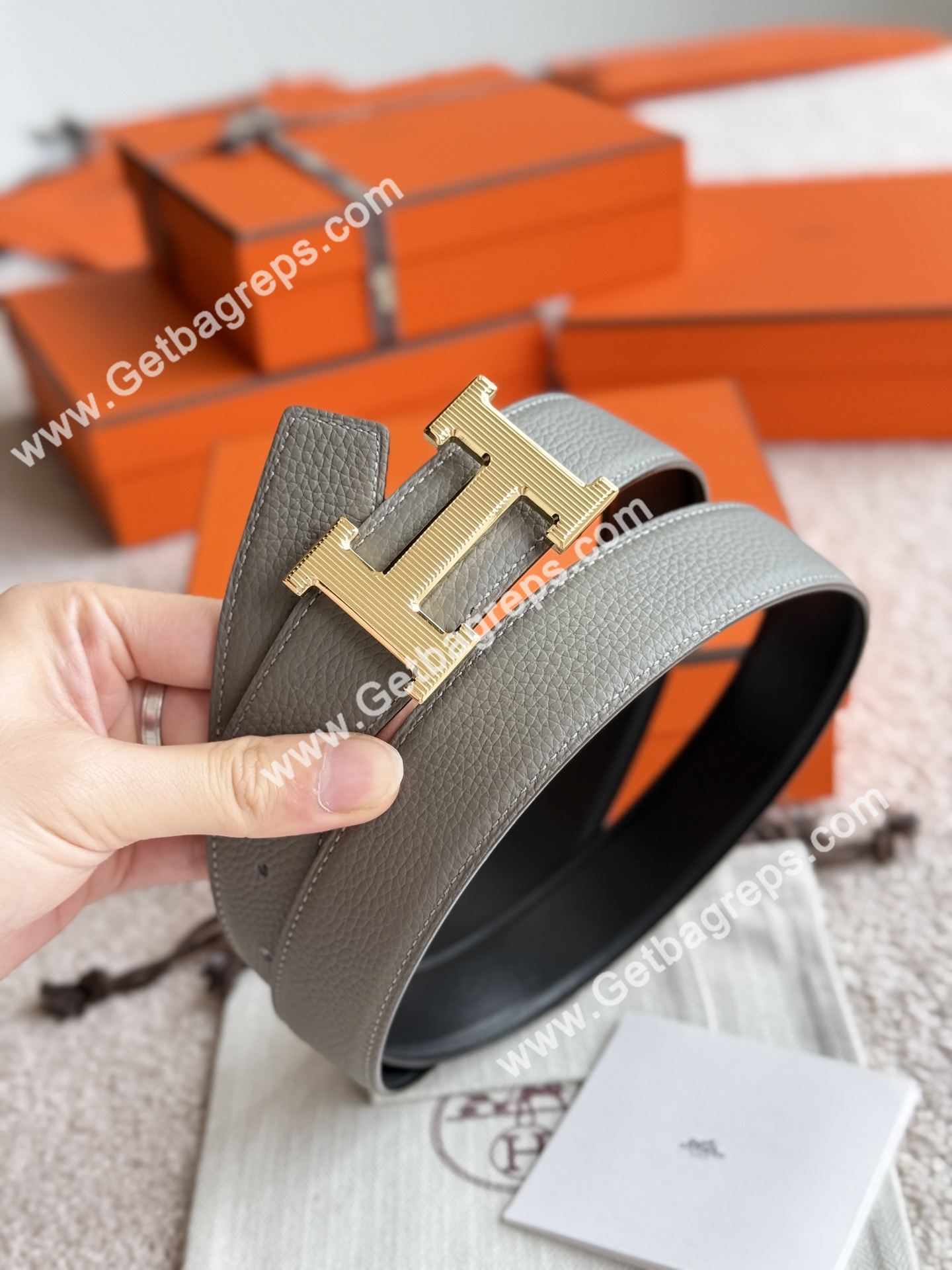 Hermes Mens Leather Belts Width 38mm -0310