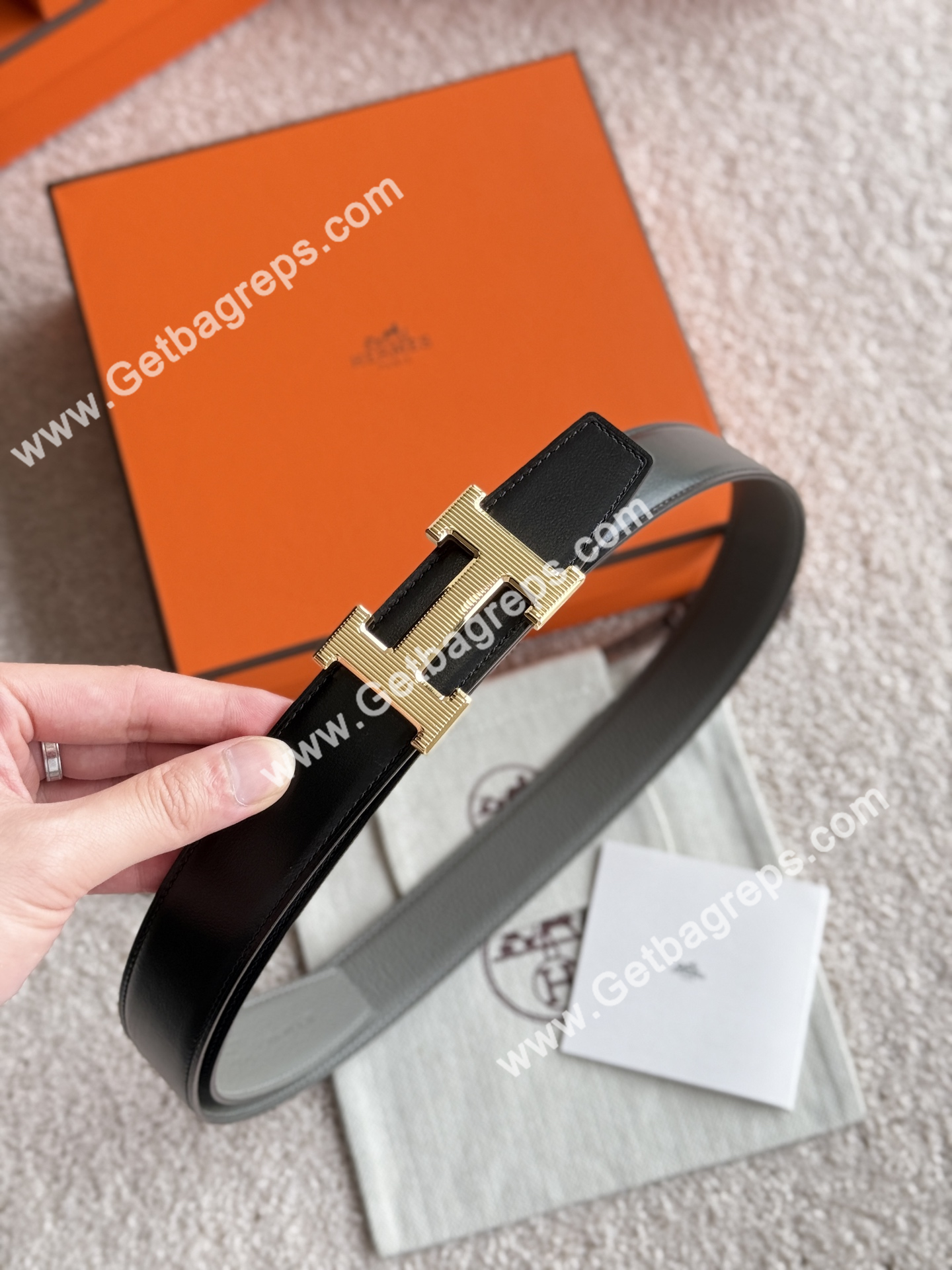 Hermes Mens Leather Belts Width 38mm -0310
