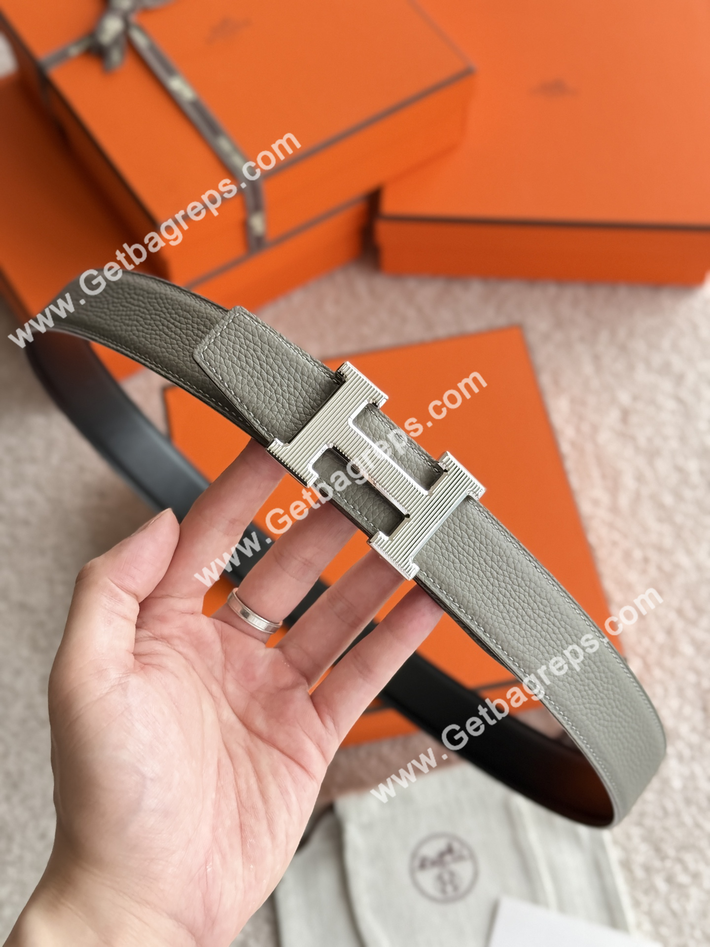 Hermes Mens Leather Belts Width 38mm -0311