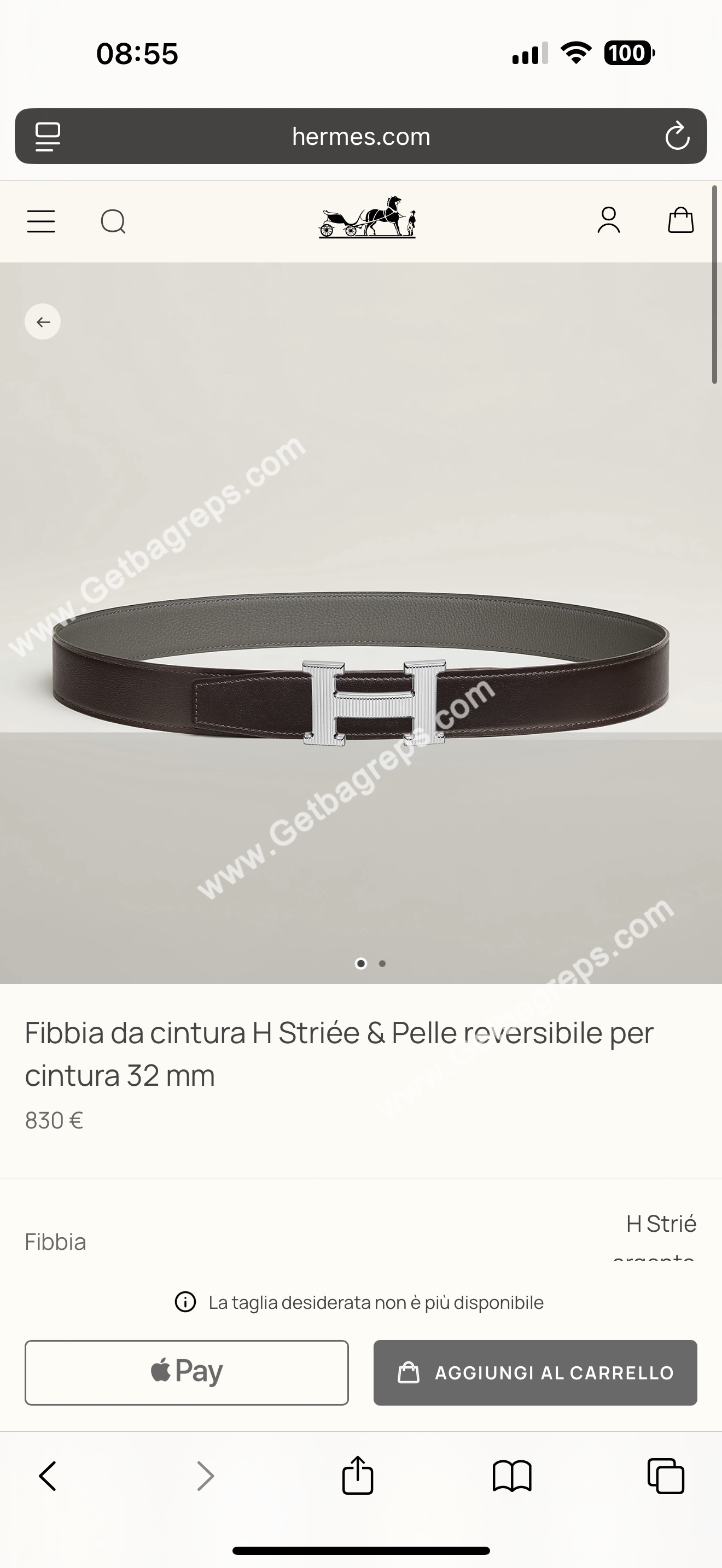 Hermes Mens Leather Belts Width 38mm -0311