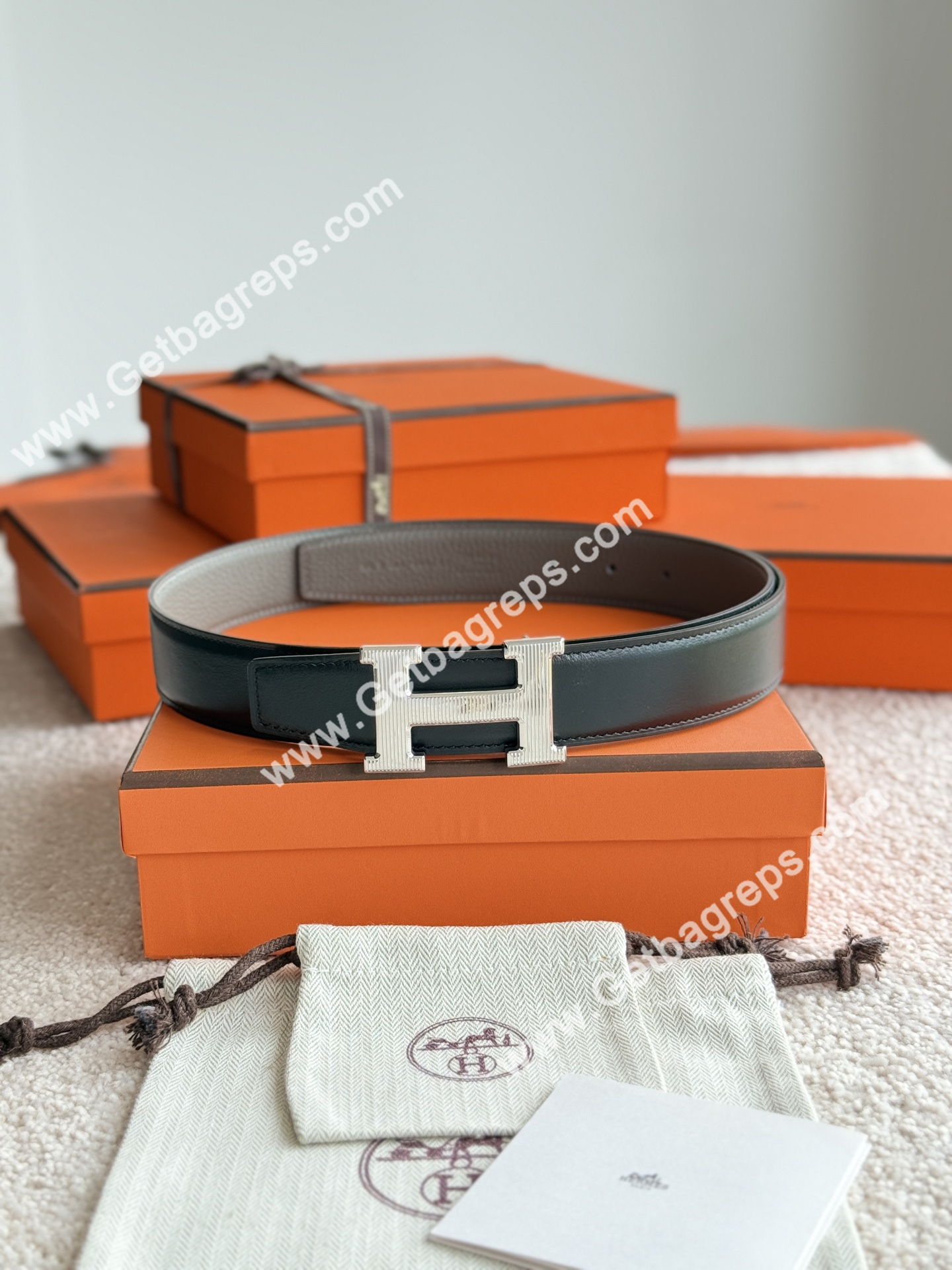 Hermes Mens Leather Belts Width 38mm -0311