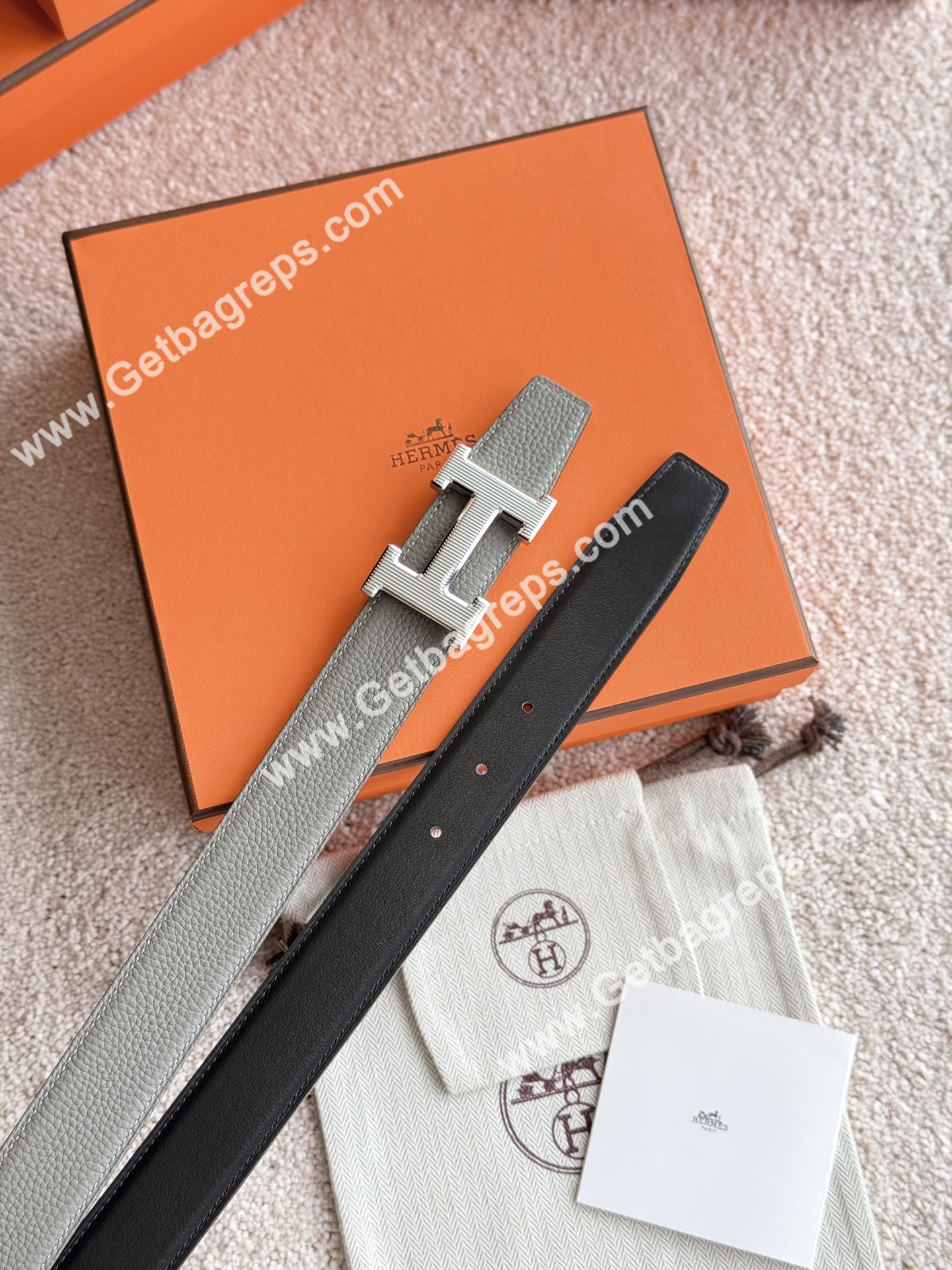Hermes Mens Leather Belts Width 38mm -0311