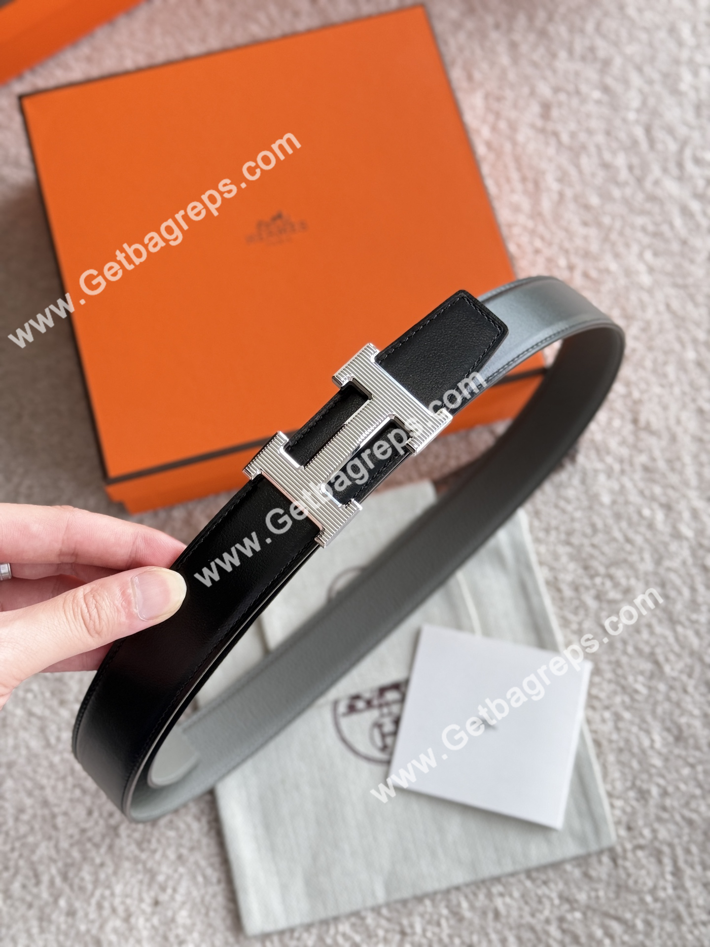 Hermes Mens Leather Belts Width 38mm -0311
