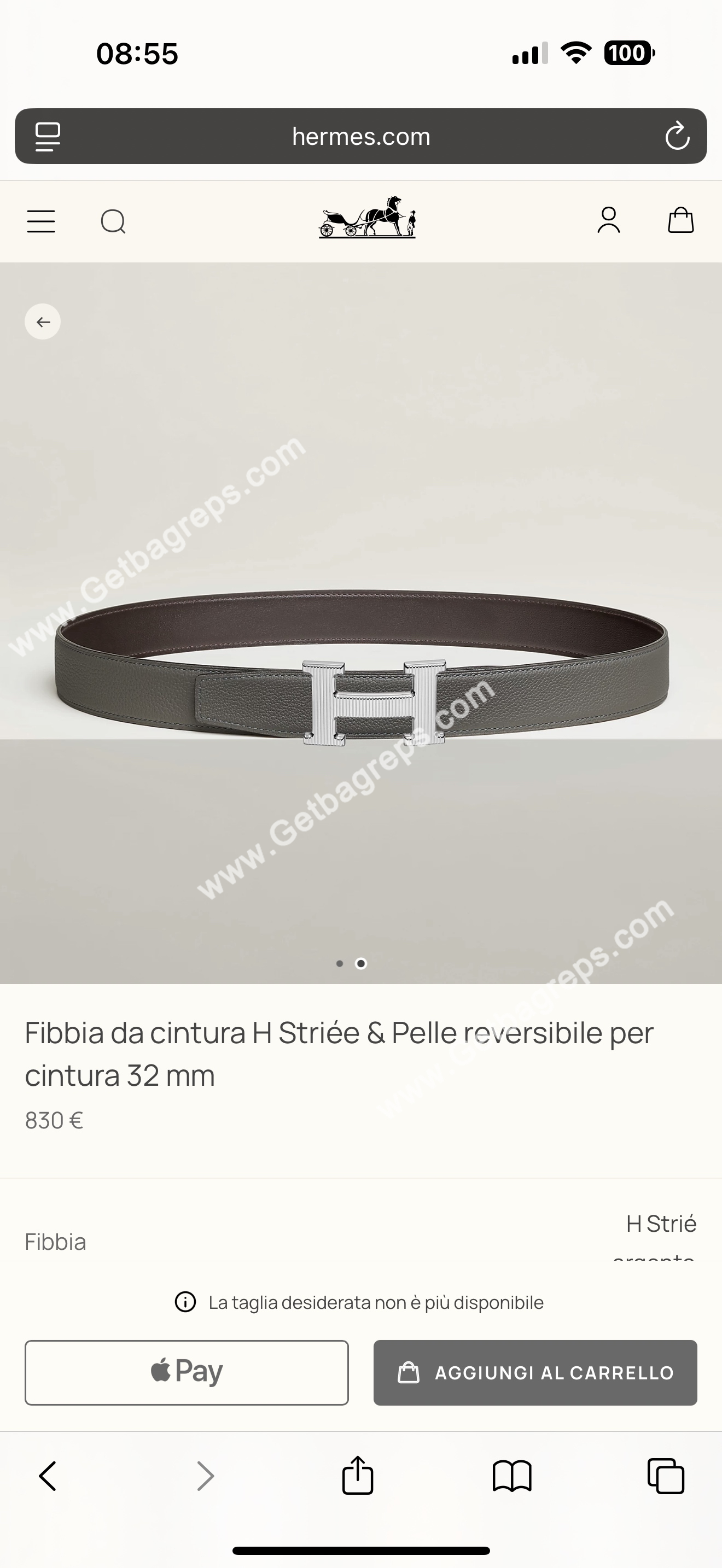 Hermes Mens Leather Belts Width 38mm -0311