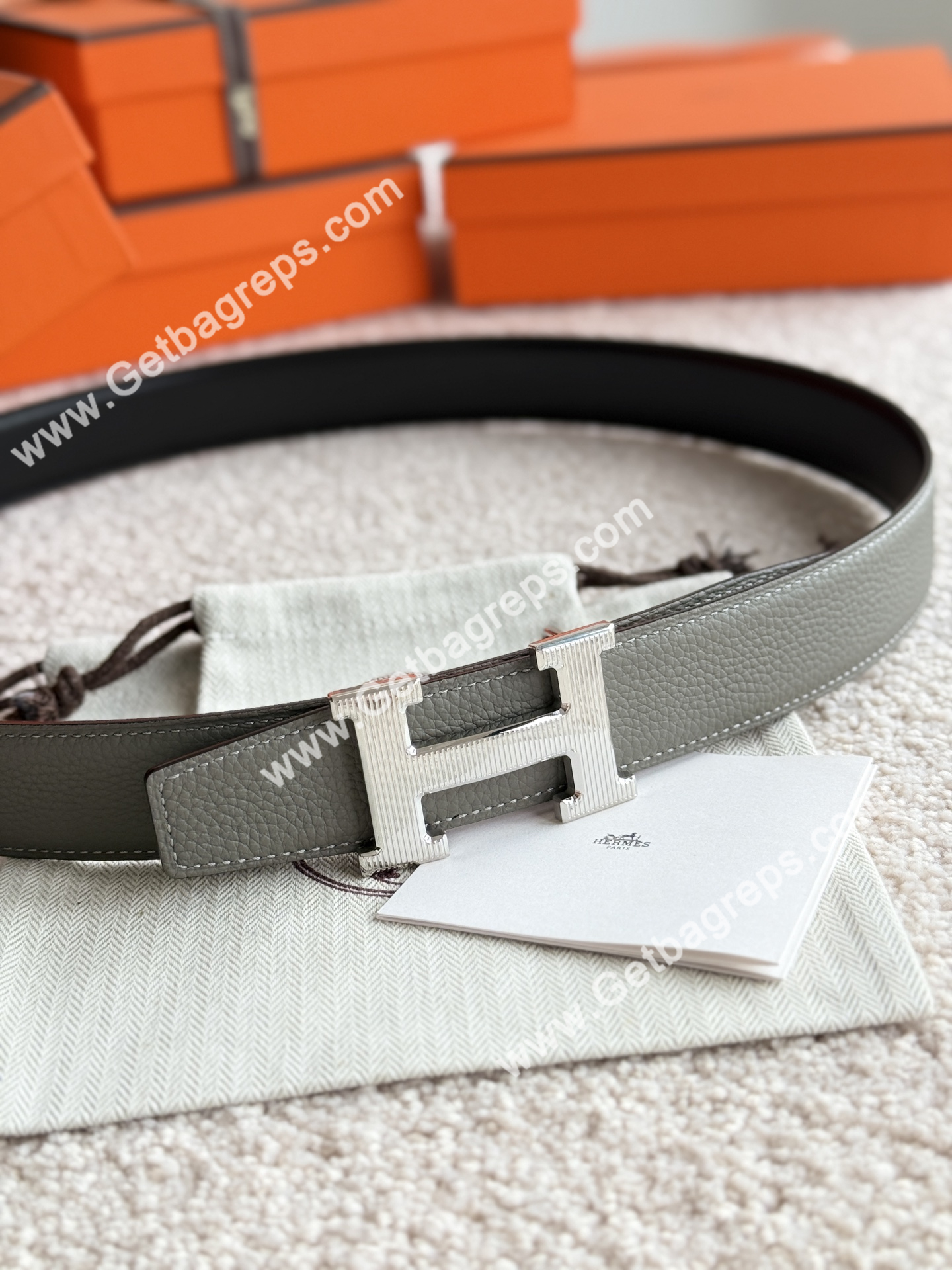 Hermes Mens Leather Belts Width 38mm -0311
