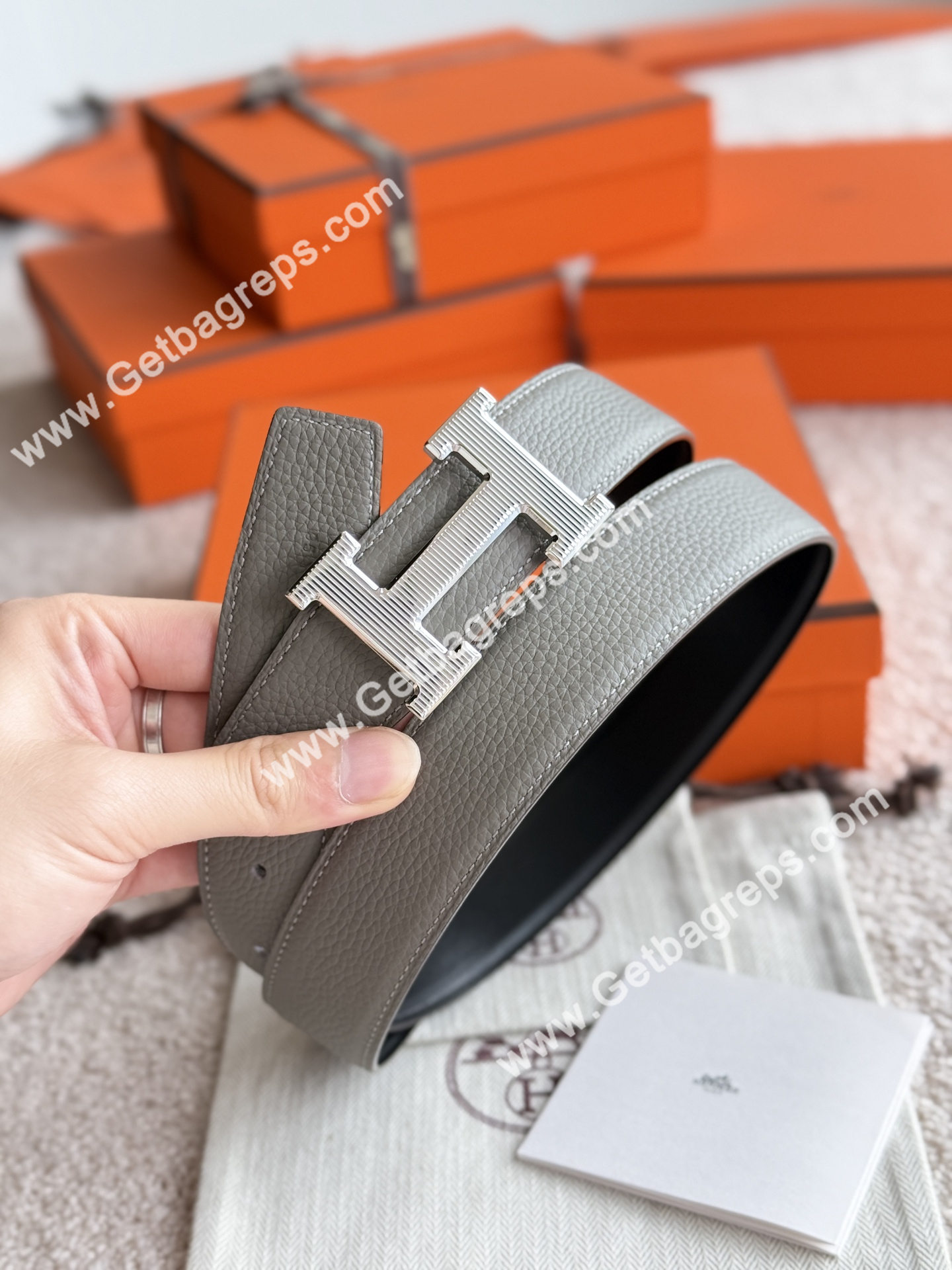 Hermes Mens Leather Belts Width 38mm -0311