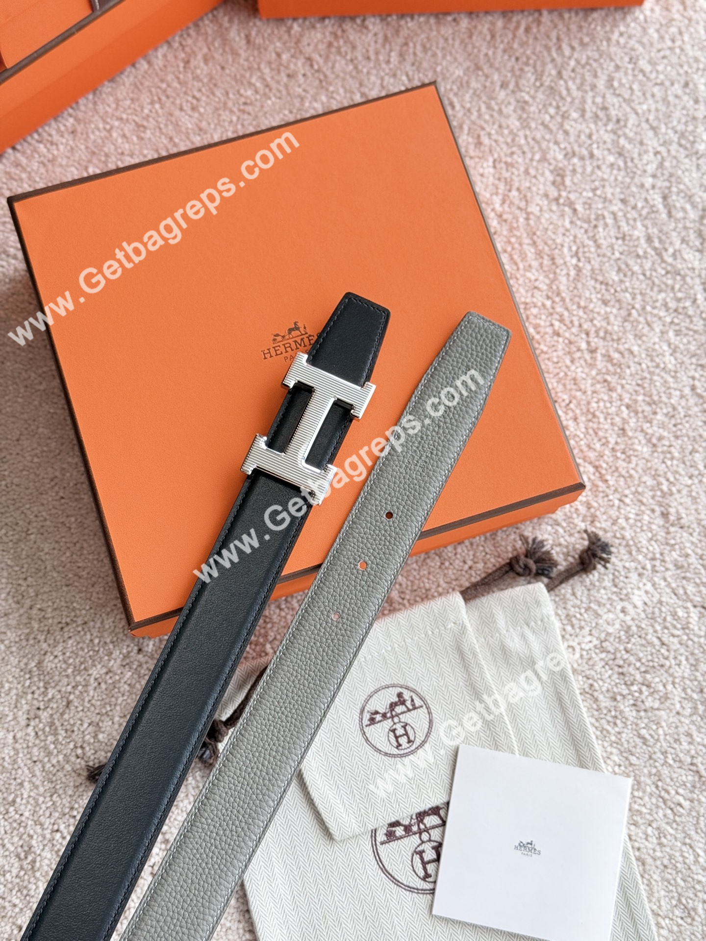 Hermes Mens Leather Belts Width 38mm -0311