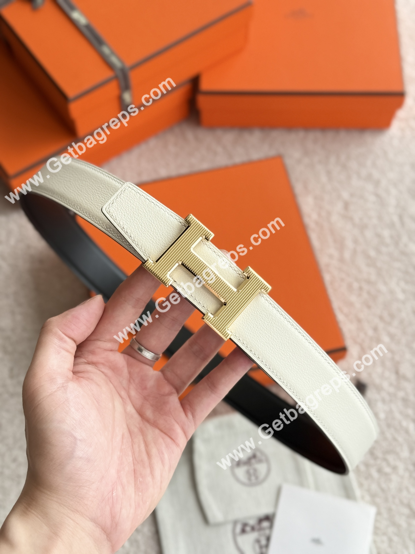 Hermes Mens Leather Belts Width 38mm -0312