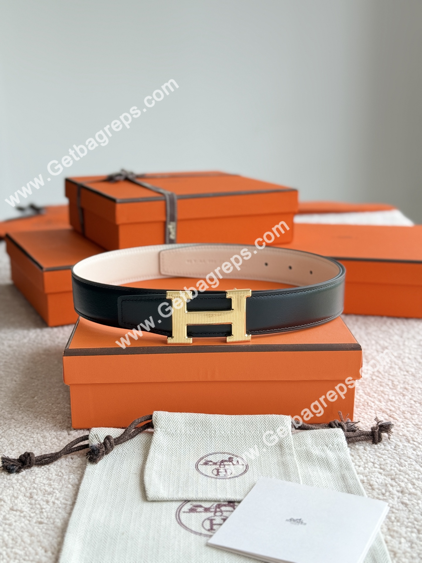 Hermes Mens Leather Belts Width 38mm -0312