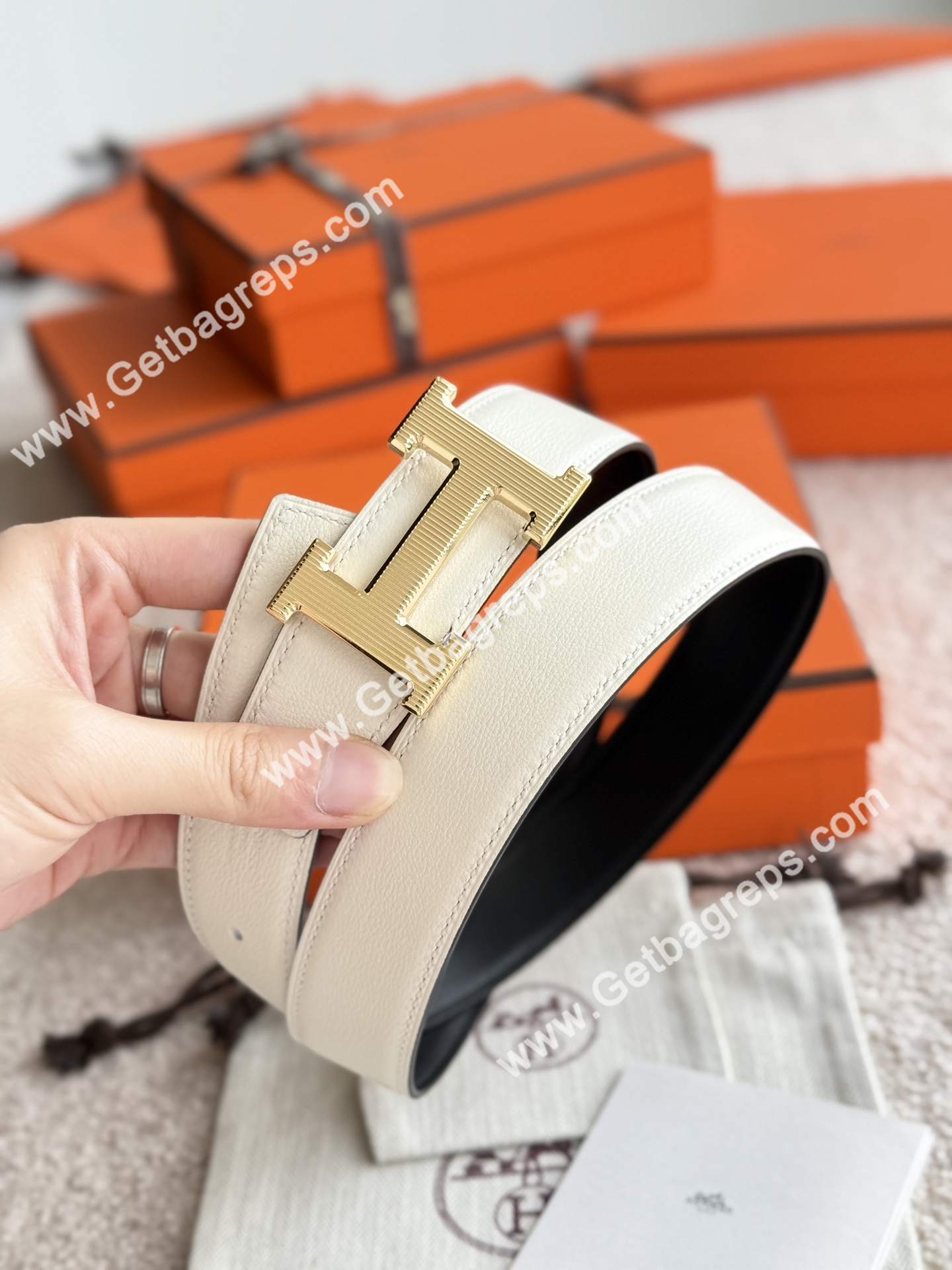 Hermes Mens Leather Belts Width 38mm -0312