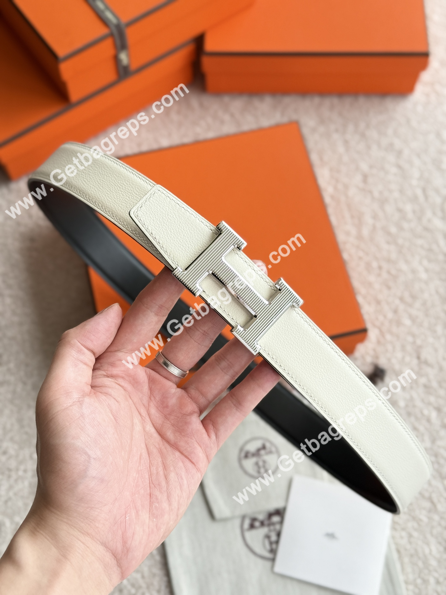 Hermes Mens Leather Belts Width 38mm -0313