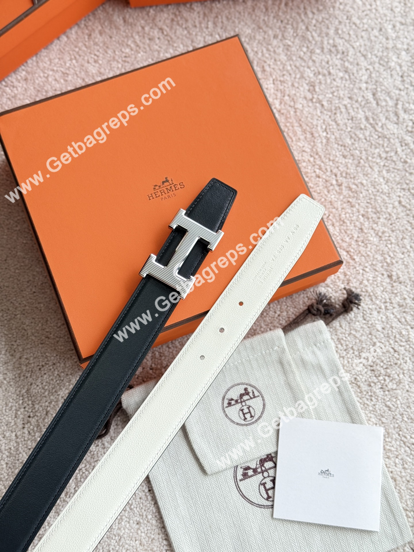 Hermes Mens Leather Belts Width 38mm -0313