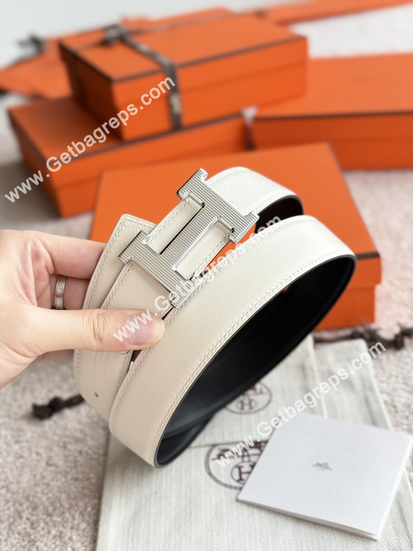 Hermes Mens Leather Belts Width 38mm -0313