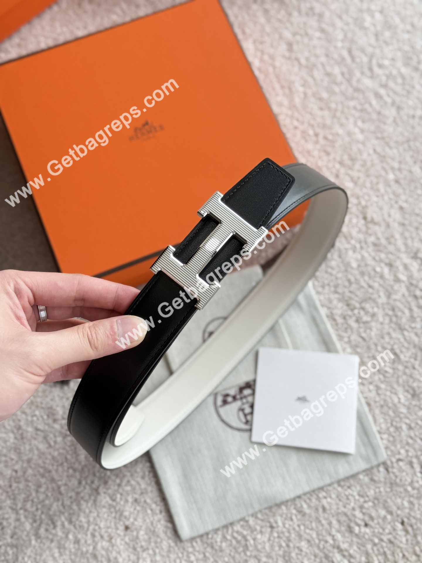 Hermes Mens Leather Belts Width 38mm -0313