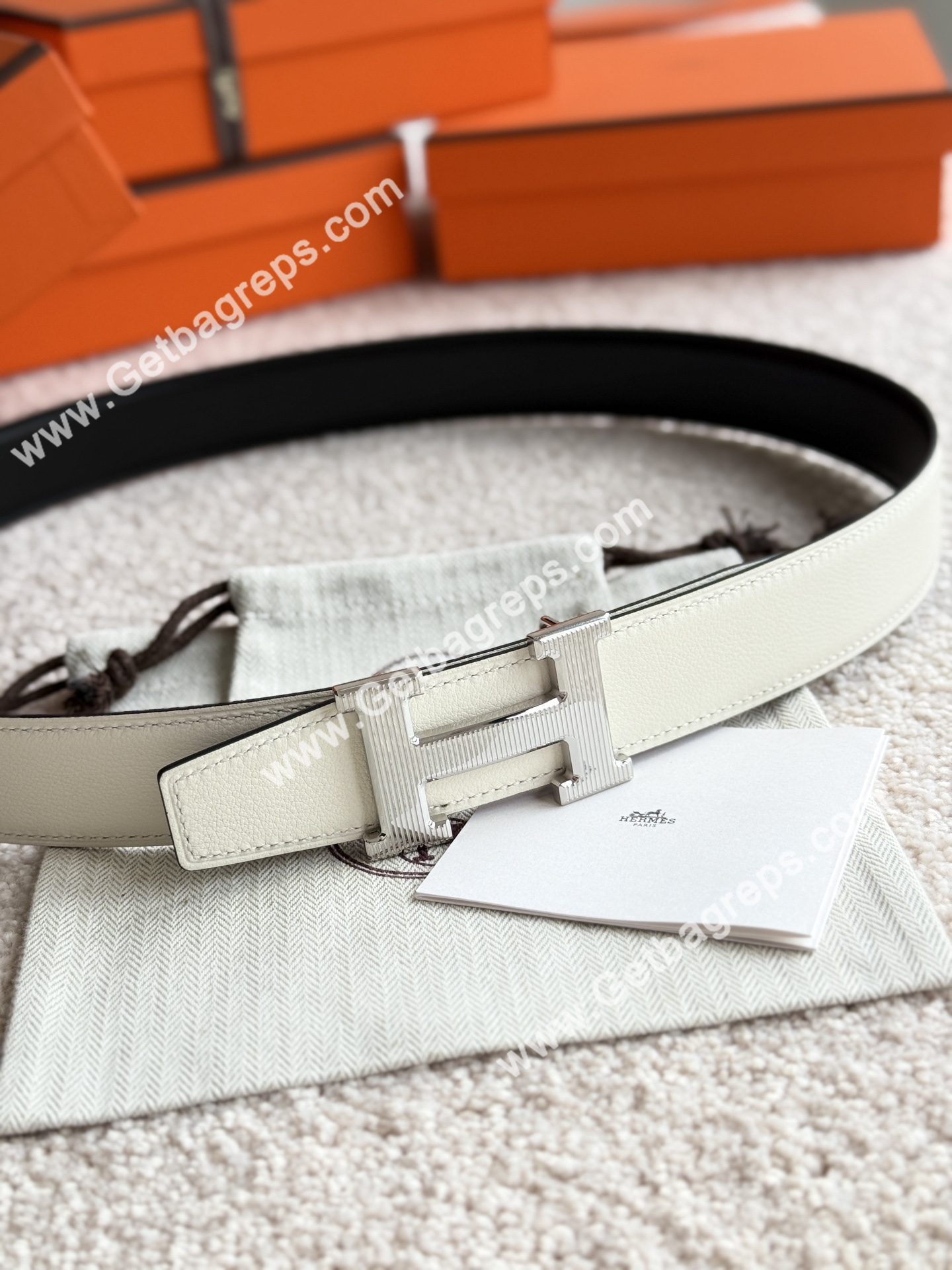Hermes Mens Leather Belts Width 38mm -0313