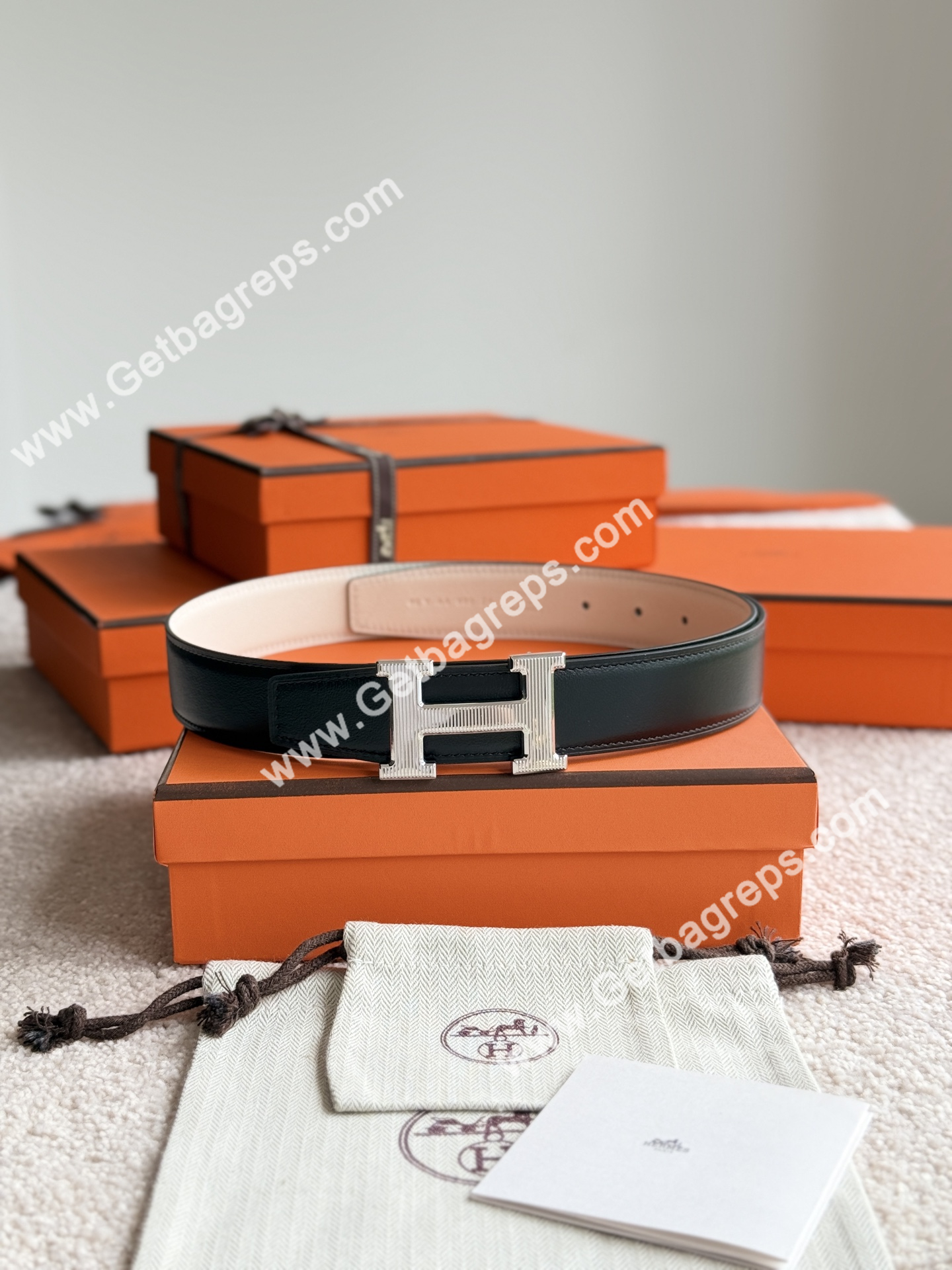 Hermes Mens Leather Belts Width 38mm -0313
