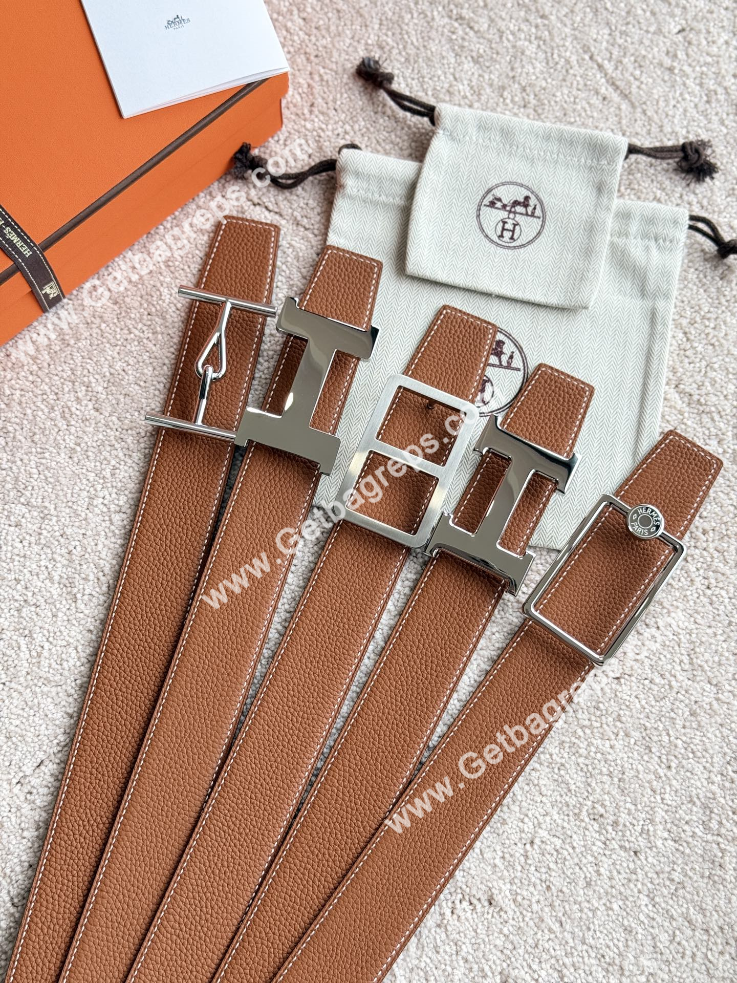 Hermes Mens Leather Belts Width 38mm -0314