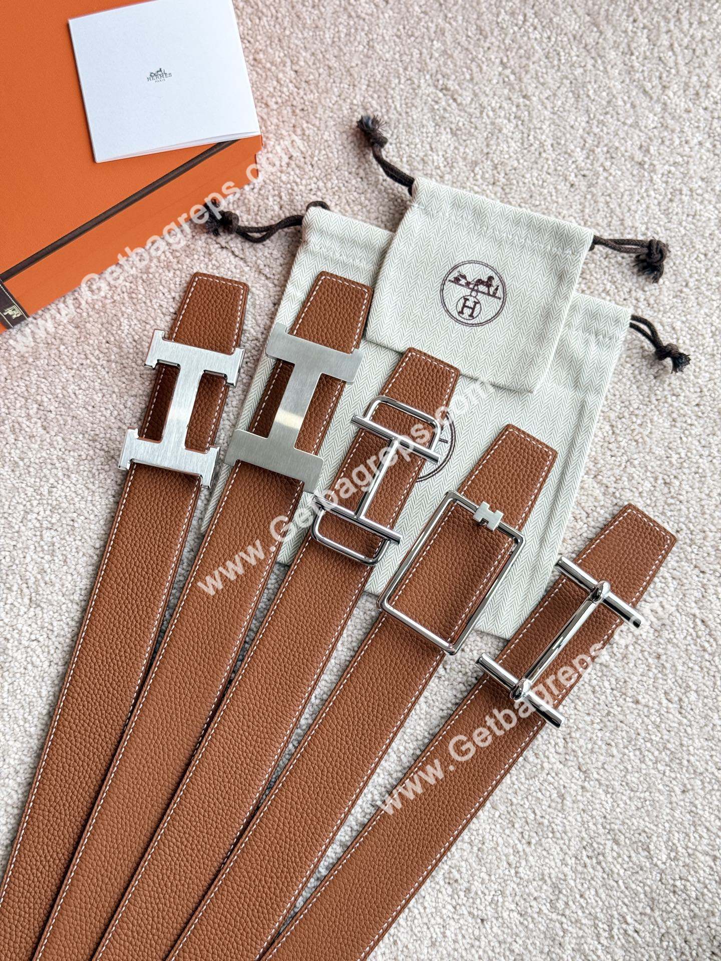 Hermes Mens Leather Belts Width 38mm -0314