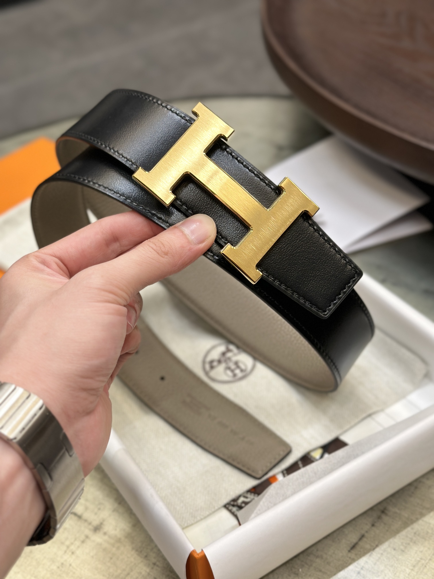 Hermes Mens Leather Belts Width 38mm 197