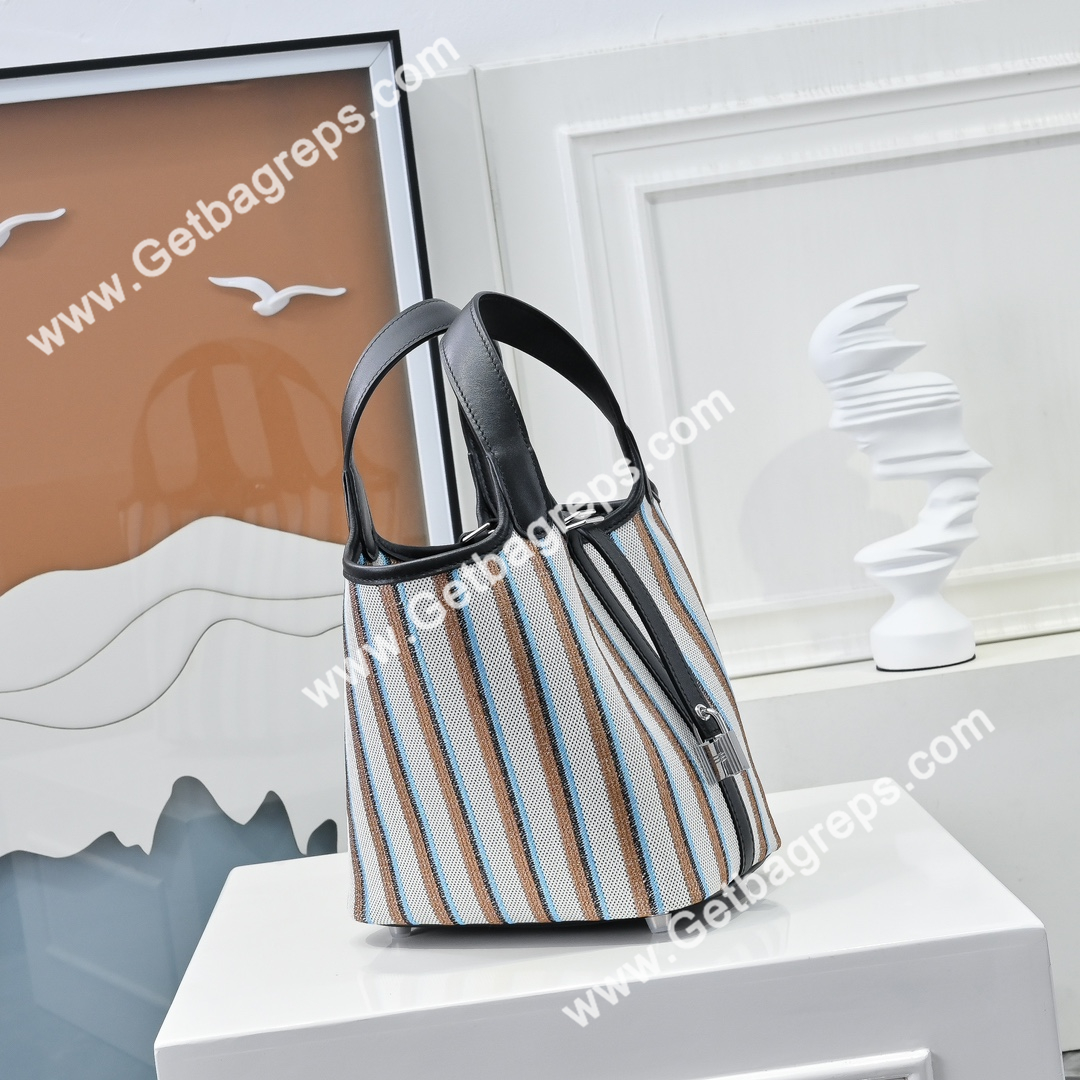 Hermes Picotin Lock Black Swift Leather With Canvas