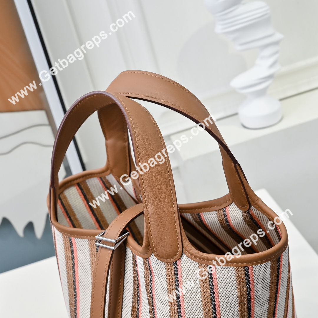 Hermes Picotin Lock Brown Swift Leather With Canvas