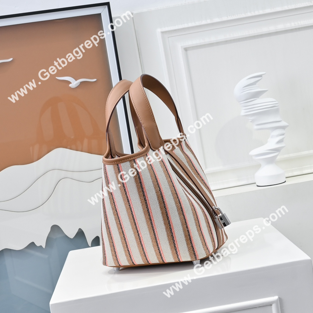 Hermes Picotin Lock Brown Swift Leather With Canvas