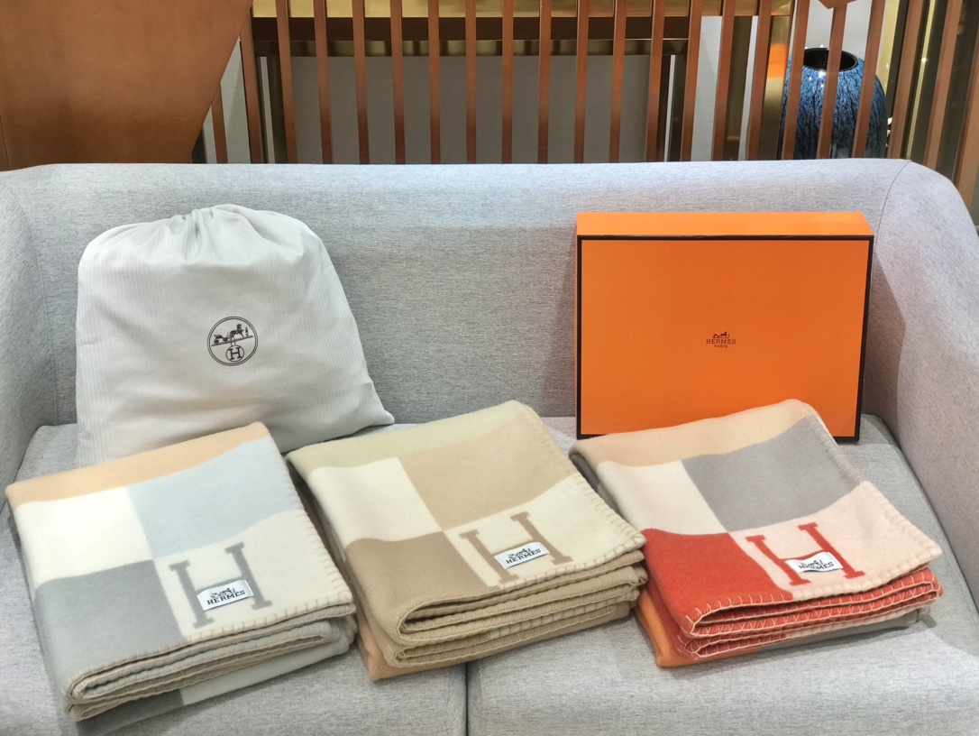 Hermes Plaid H Drapeau Blanket 0011