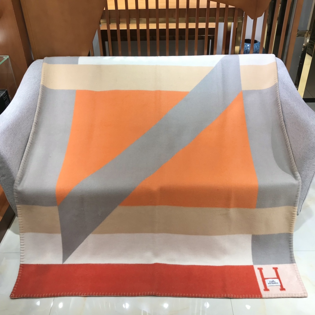 Hermes Plaid H Drapeau Blanket 0011