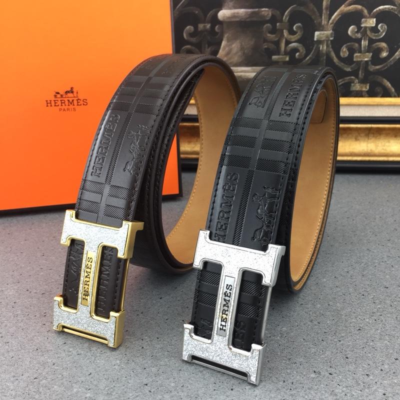 Hermes Reversible Leather Men Belt With Gold Buckle 024
