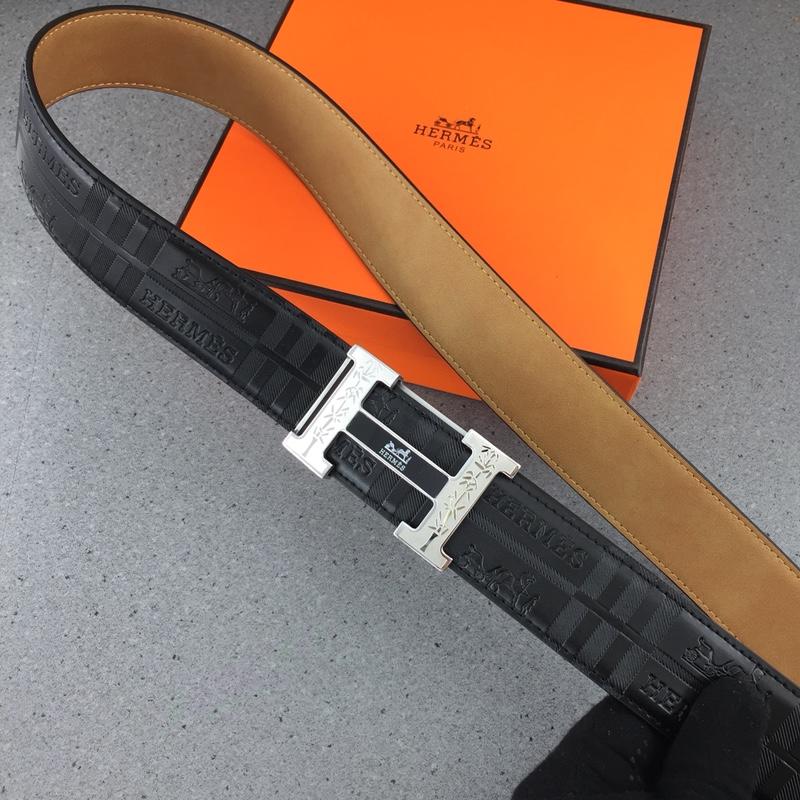 Hermes Reversible Leather Men Belt With Gold Buckle 025