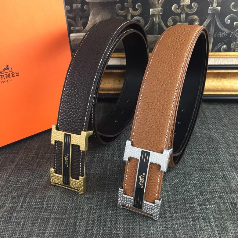 Hermes Reversible Leather Men Belt With Gold Buckle 038