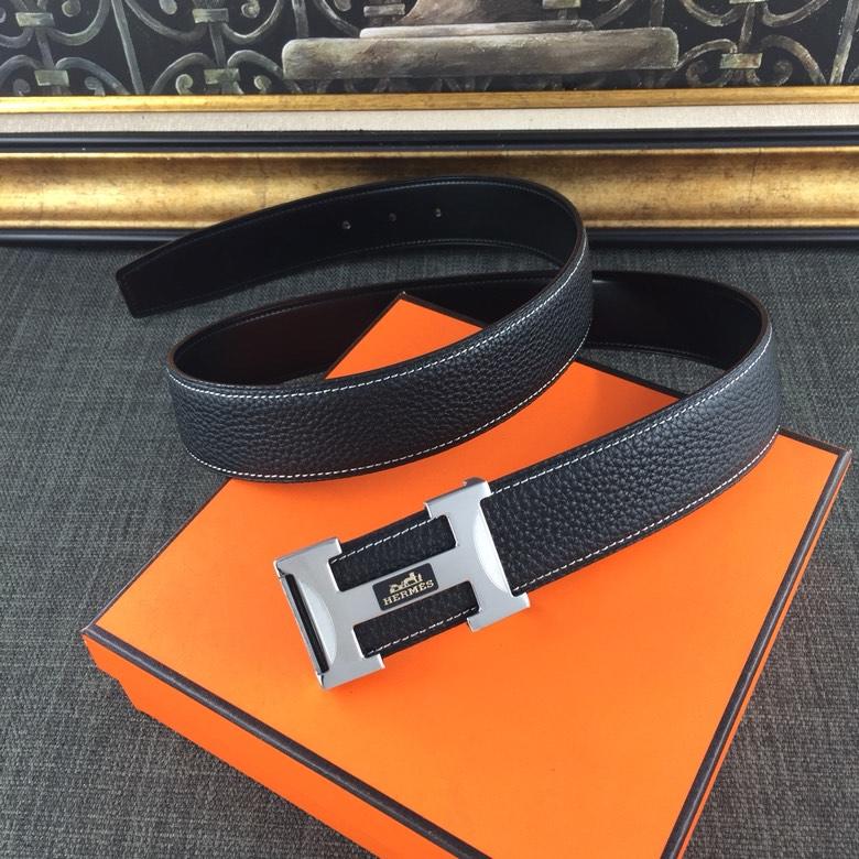 Hermes Reversible Leather Men Belt With Gold Buckle 040