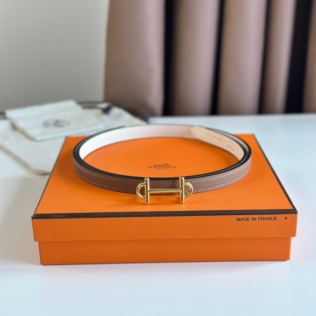 Hermes Women Leather Belt Width 1.3cm 013