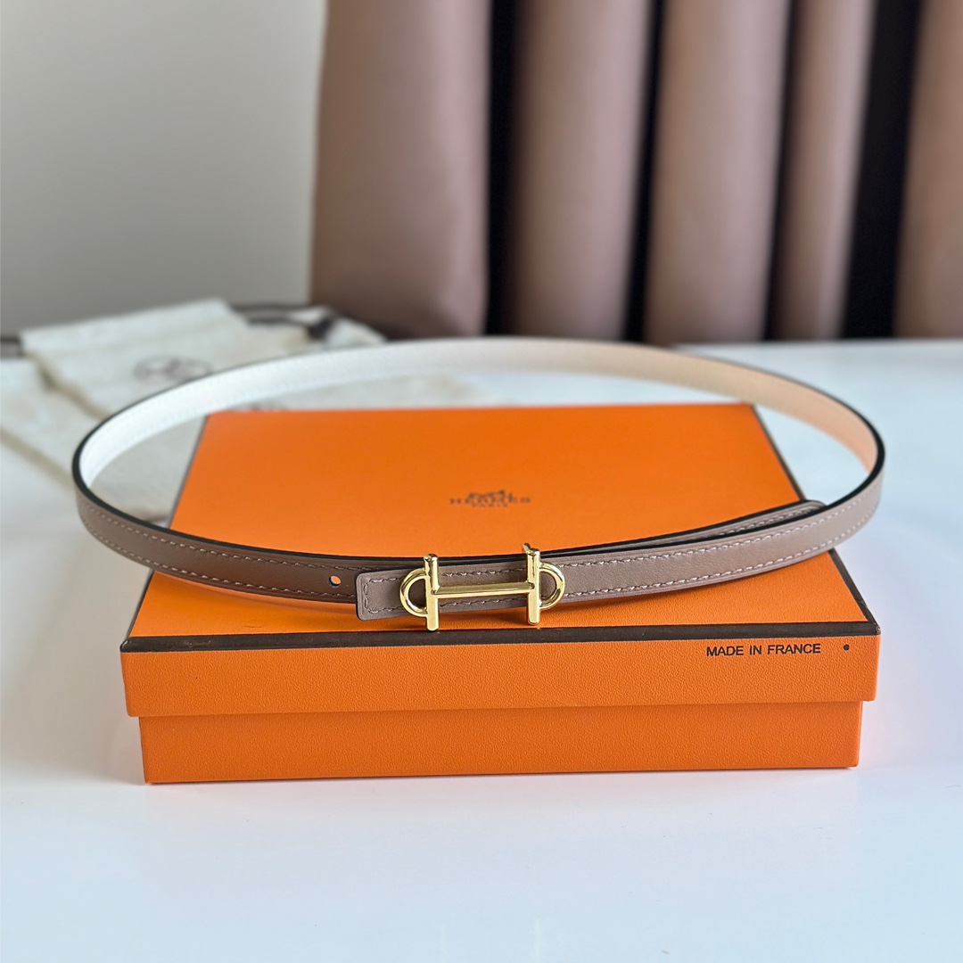 Hermes Women Leather Belt Width 1.3cm 013