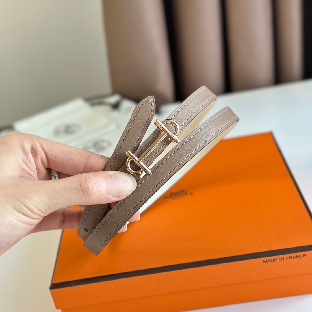 Hermes Women Leather Belt Width 1.3cm 014