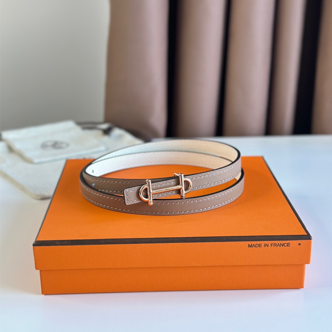 Hermes Women Leather Belt Width 1.3cm 014