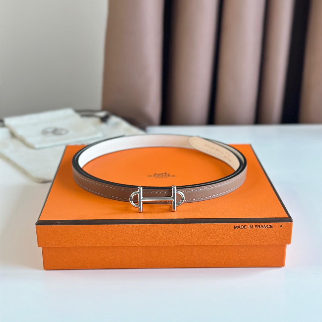 Hermes Women Leather Belt Width 1.3cm 015