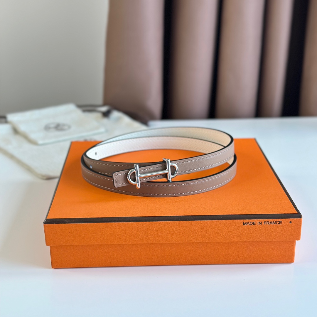 Hermes Women Leather Belt Width 1.3cm 015