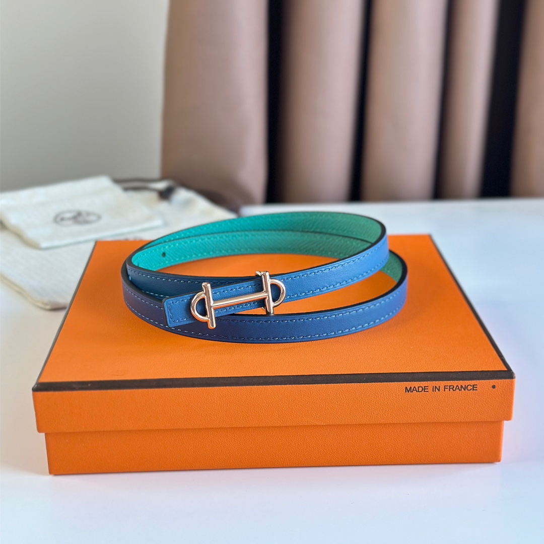 Hermes Women Leather Belt Width 1.3cm 017