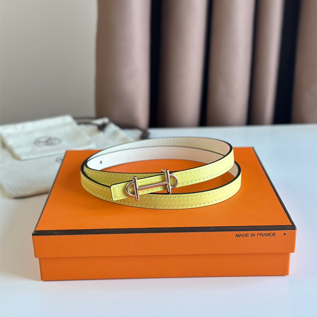 Hermes Women Leather Belt Width 1.3cm 021