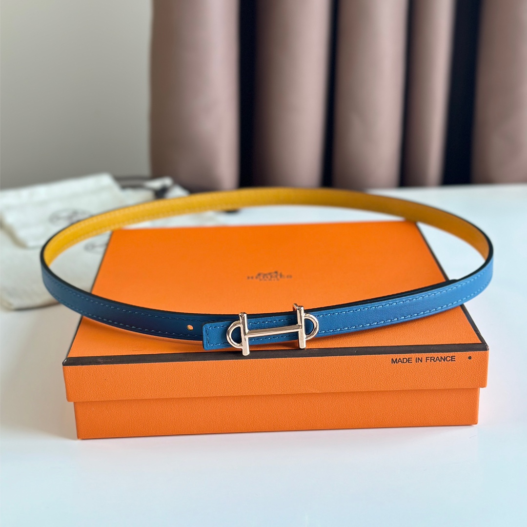 Hermes Women Leather Belt Width 1.3cm 023