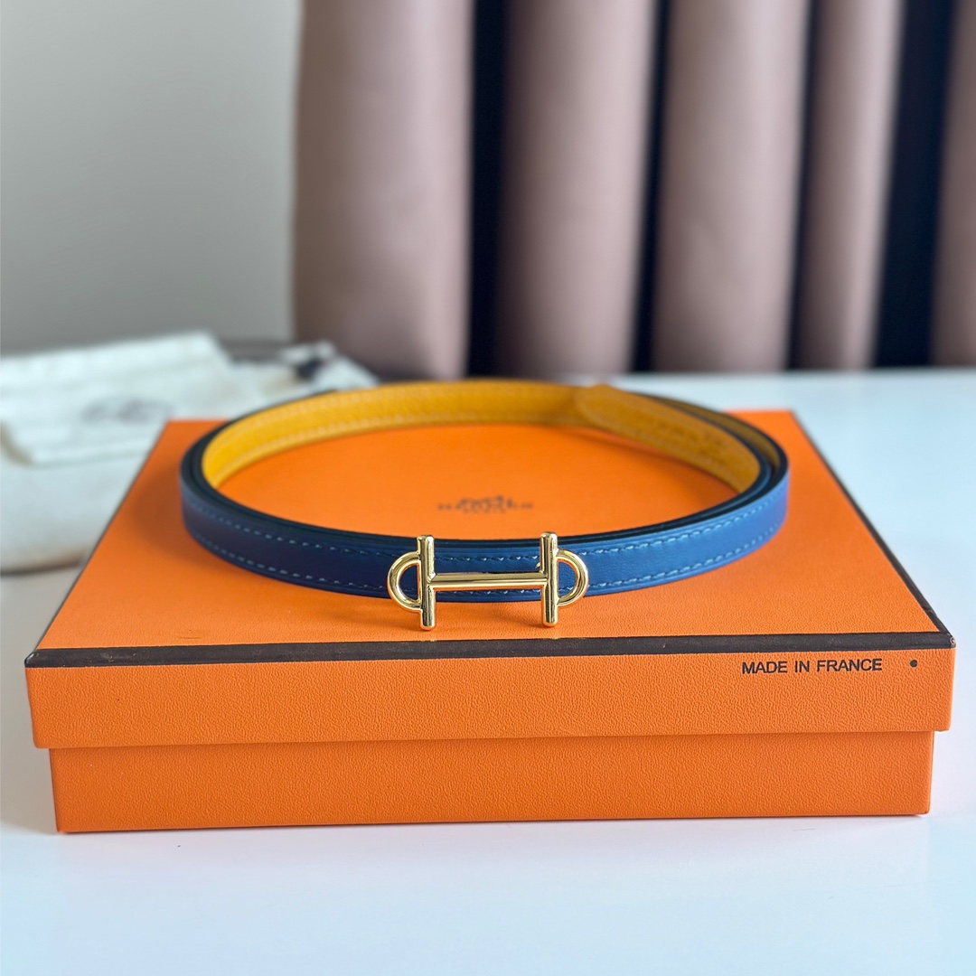 Hermes Women Leather Belt Width 1.3cm 024