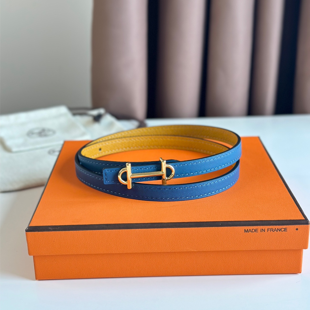 Hermes Women Leather Belt Width 1.3cm 024