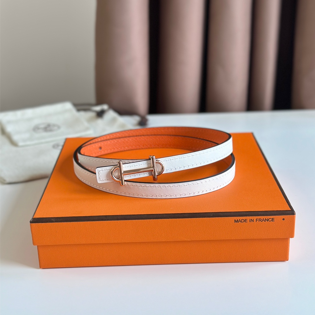 Hermes Women Leather Belt Width 1.3cm 027